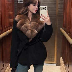 Short fox Fur Collar Coat Lily style
